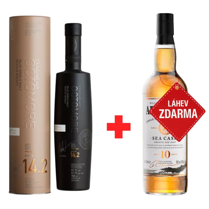 Akce 1+1 ZDARMA: Bruichladdich Octomore 14.2 0,7 L 57,7 % + Aerstone Sea Cask 0,7 L ZDARMA