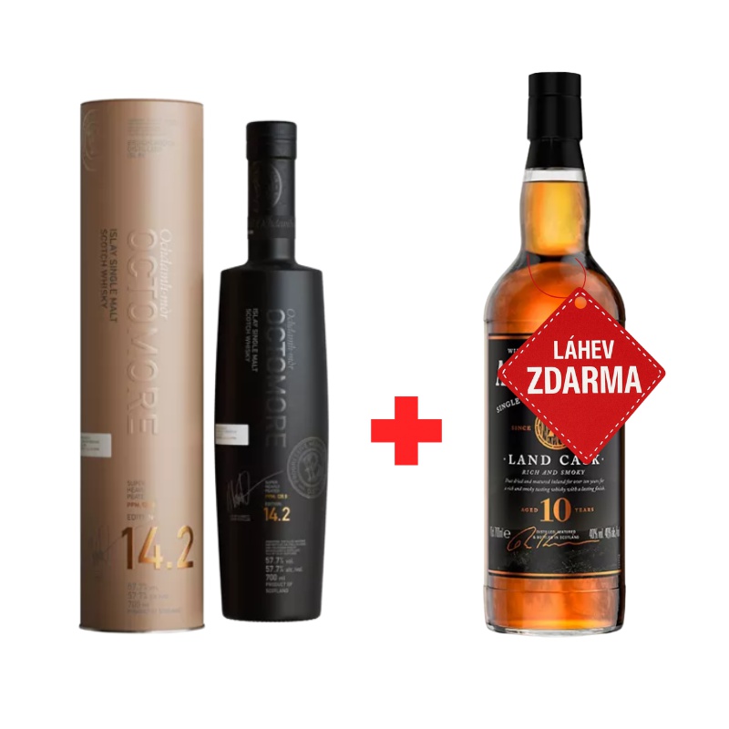 Akce 1+1 ZDARMA: Bruichladdich Octomore 14.2 0,7 L 57,7 % + Aerstone Land Cask 0,7 L ZDARM