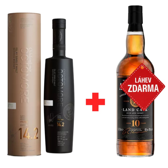 Akce 1+1 ZDARMA: Bruichladdich Octomore 14.2 0,7 L 57,7 % + Aerstone Land Cask 0,7 L ZDARM