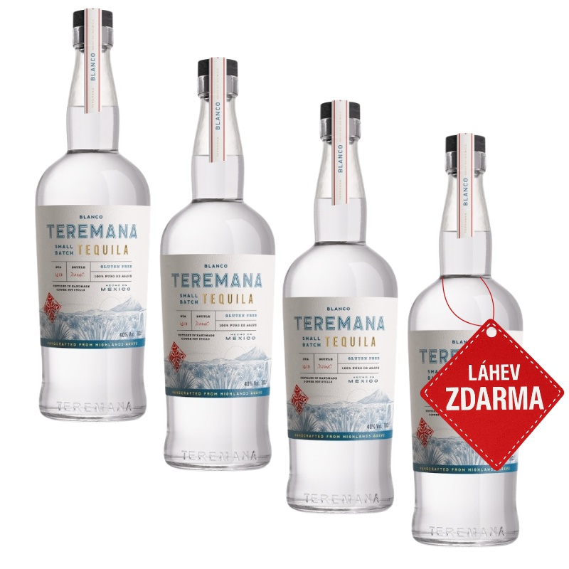 Akce 3+1 ZDARMA: 3× Teremana Blanco 0,7 L 40 % + Teremana Blanco 0,7 L ZDARMA