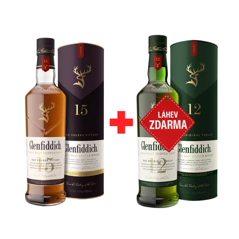 Akce 1+1: Glenfiddich 15YO 0,7L + Glenfiddich 12YO 0,7L ZDARMA