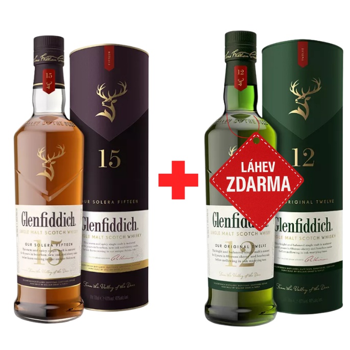 Akce 1+1: Glenfiddich 15YO 0,7L + Glenfiddich 12YO 0,7L ZDARMA