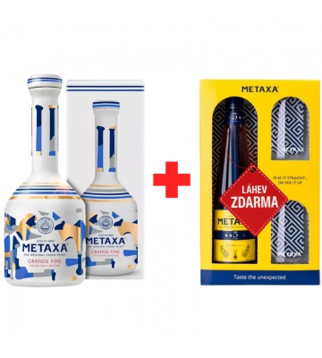 Akce 1+1 ZDARMA: Metaxa Grande Fine 0,7 L 40 % + Metaxa 5* 0,7 L dárkové balení ZDARMA
