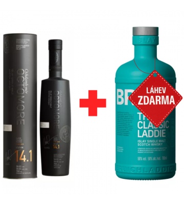 Akce 1+1 ZDARMA: Bruichladdich Octomore 14.1 0,7 L 59,6 % + Classic Laddie 0,7 L ZDARMA