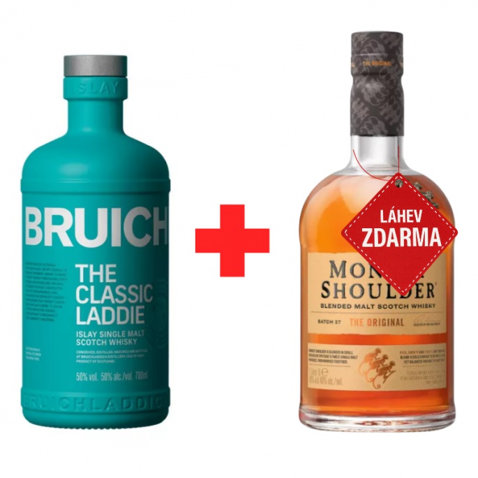 Akce 1+1 ZDARMA: Bruichladdich Classic Laddie 0,7 L 50 % + Monkey Shoulder 1 L ZDARMA