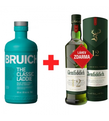 Akce 1+1 ZDARMA: Bruichladdich Classic Laddie 0,7 L 50 % + Glenfiddich 12YO 0,7 L ZDARMA