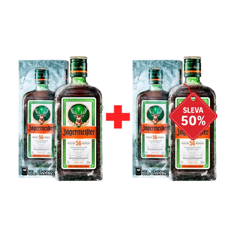 Jägermeister 0,5L 35% v krabičce AKCE 1+1 s druhou lahví za polovinu
