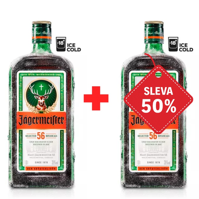 Jägermeister 1L 35% AKCE 1+1 s druhou lahví za polovinu