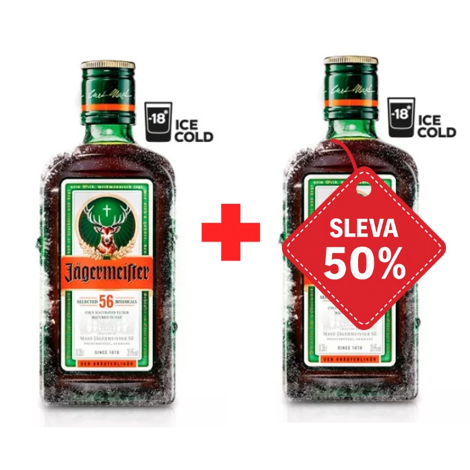 Jägermeister 0,35L 35% AKCE 1+1 s druhou lahví za polovinu