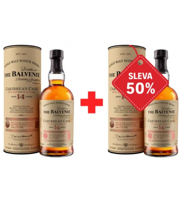 Balvenie 14YO Caribbean Cask 0,7L 43% AKCE 1+1 s druhou lahví za polovinu