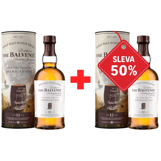 Balvenie 12YO American Oak 0,7L 43% AKCE 1+1 s druhou lahví za polovinu