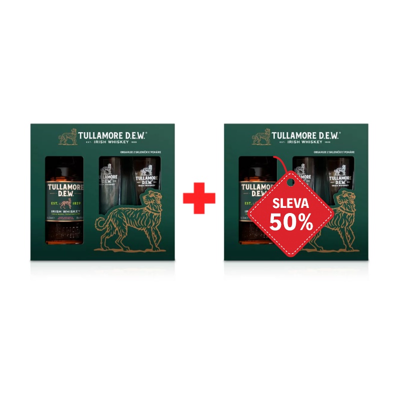 Tullamore D.E.W. 0,7L 40% + dvě vysoké skleničy AKCE 1+1 s druhou lahví za polovinu
