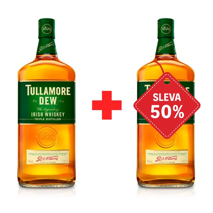 Tullamore D.E.W. 1L 40% AKCE 1+1 s druhou lahví za polovinu