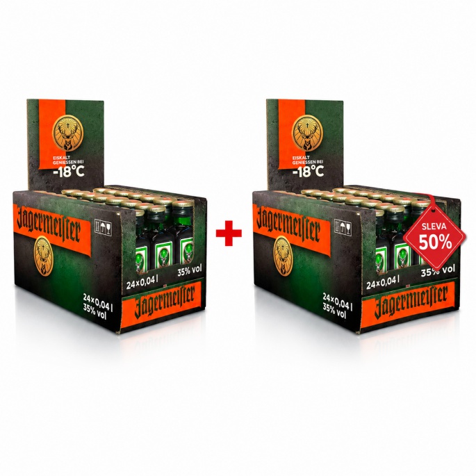 Výhodný balíček: 24x Jägermeister 0,04L + 24x Jägermeister 0,04L za polovinu