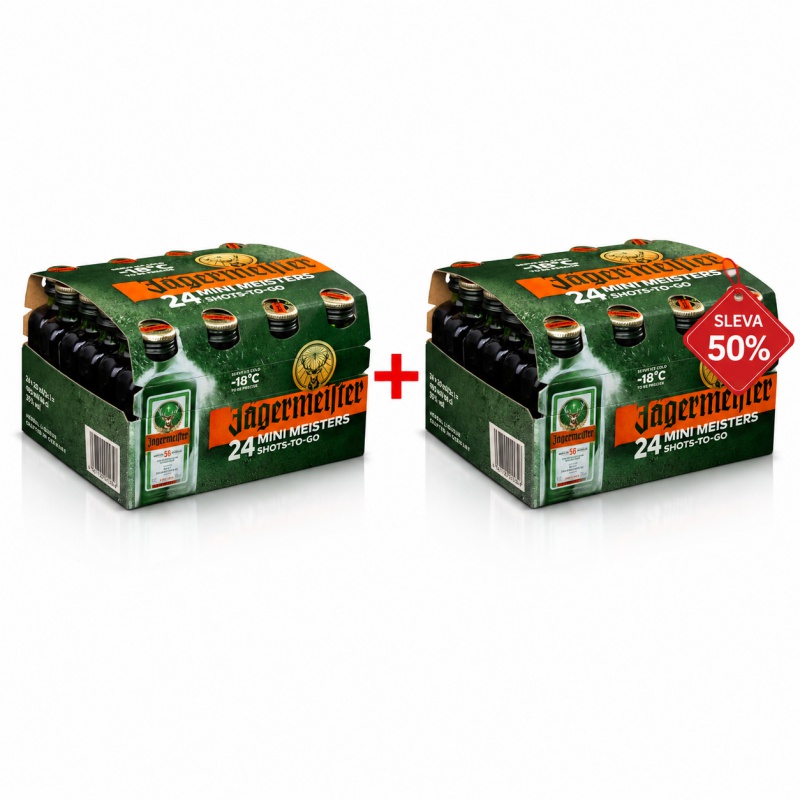 Výhodný akční balíče: 24x Jägermeister 0,02L + 24x Jägermeister za polovinu