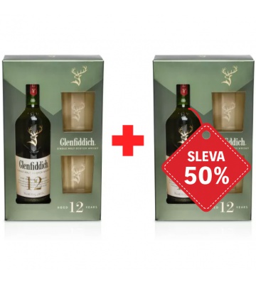 Glenfiddich 12YO 0,7L 40% kazeta se dvěma skleničkami AKCE 1+1 s druhou lahví za polovinu
