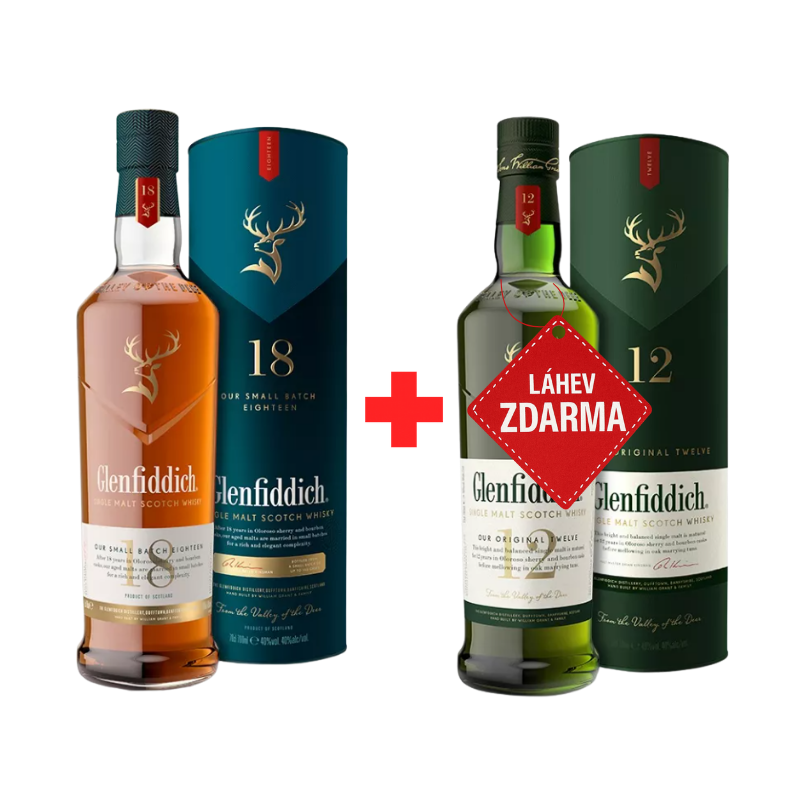 Akce 1+1: Glenfiddich 18YO 0,7L 40% + Glenfiddich 12YO 0,7L 40% ZDARMA