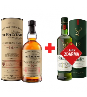 Akce 1+1: Balvenie 14YO Caribbean Cask 0,7L 43% + Glenfiddich 12YO 0,7L 40% ZDARMA
