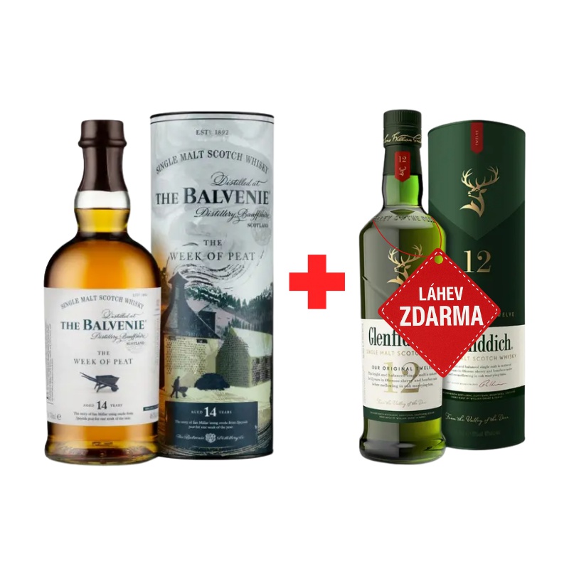 Akce 1+1: Balvenie 14YO Week of Peat 0,7L 48,3% + Glenfiddich 12YO 0,7L 40%