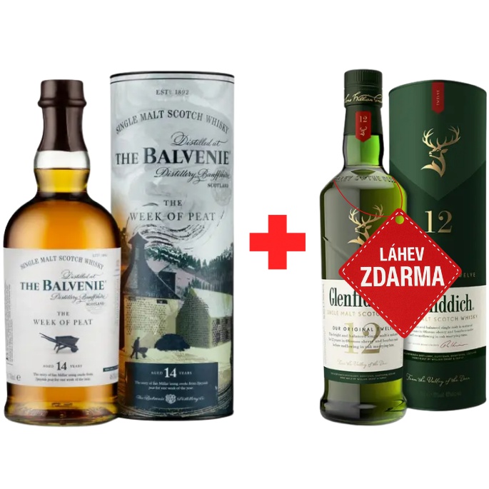 Akce 1+1: Balvenie 14YO Week of Peat 0,7L 48,3% + Glenfiddich 12YO 0,7L 40%