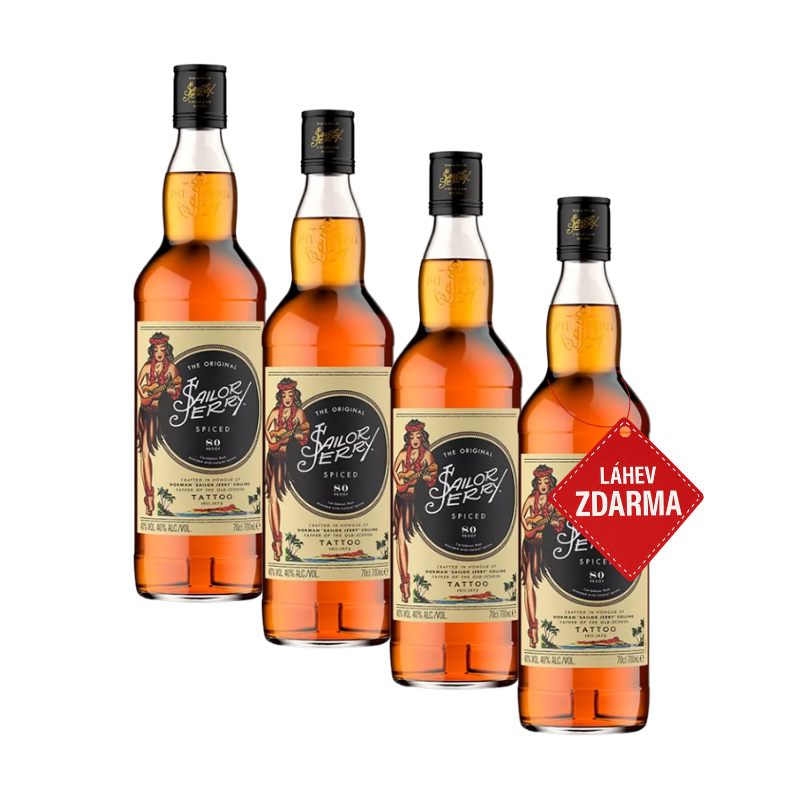 Akce 3+1: 3x Sailor Jerry Spiced Rum 0,7L + Sailor Jerry Spiced Rum ZDARMA